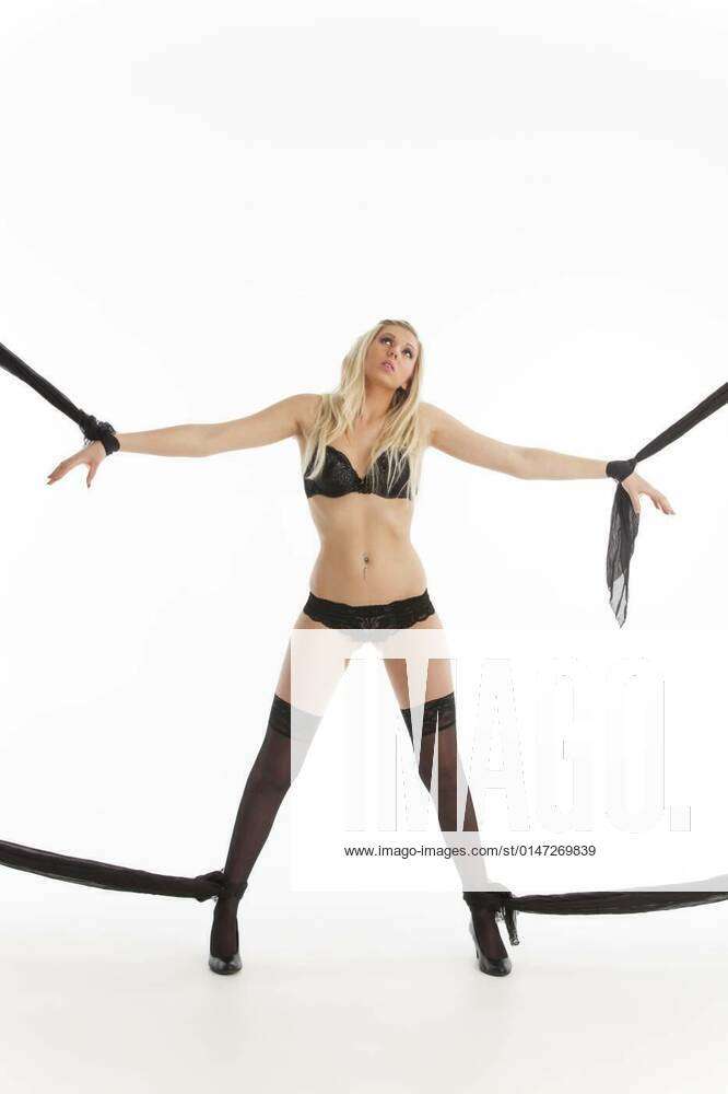 Tied Up Blonde Woman In Underwear Model Released Symbolfoto