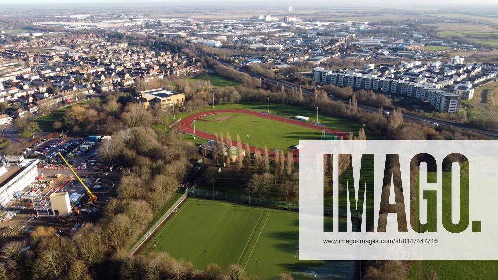 Aerial picture of the Embankment athletics track in Peterborough