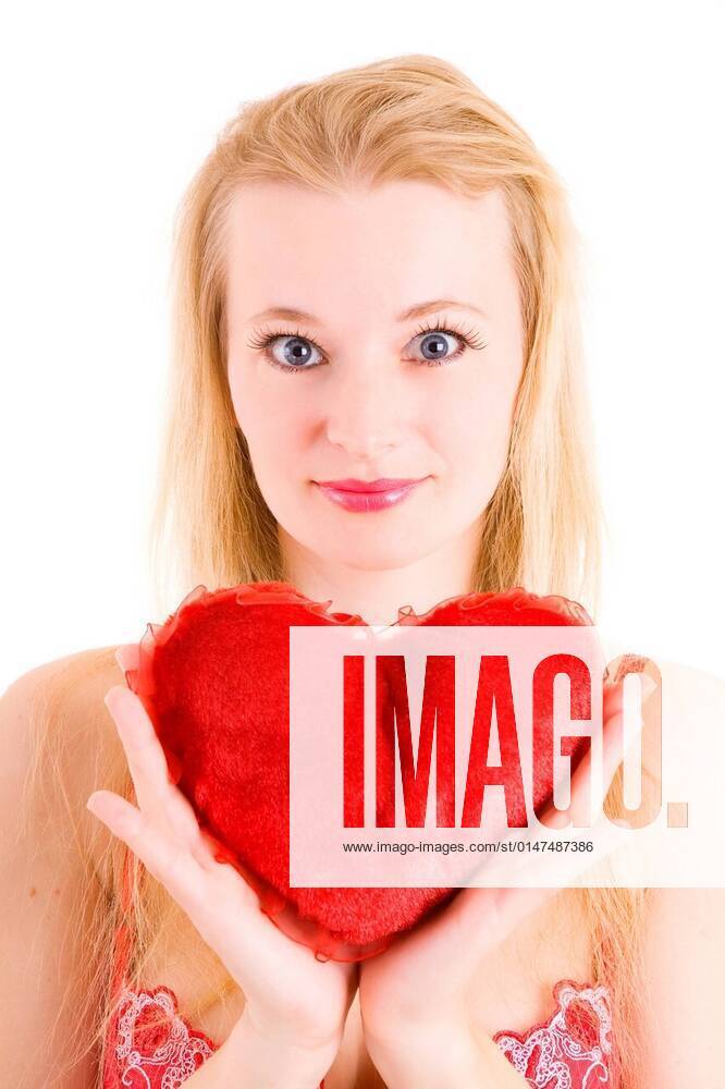 blond girl in underwear with a red heart in hands xYAYxMicrox