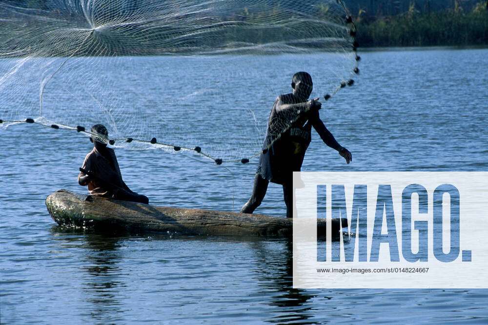 Fishermen with traditional fishing methods for subsistence and small  businesses, Lake Malawi