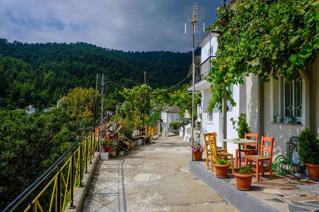 Potamia Thassos Greece Mountain Village Potamia On The Island Of