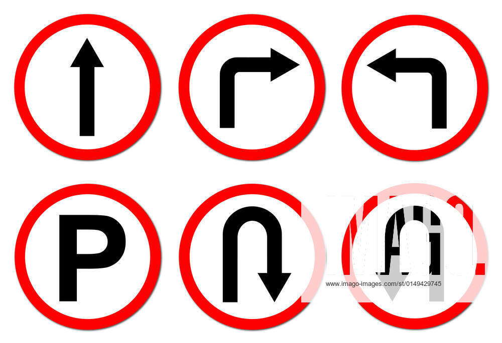 6 red circle traffic sign on white