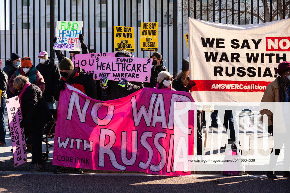 Rally against war in Ukraine CODEPINK displays a banner during a rally ...
