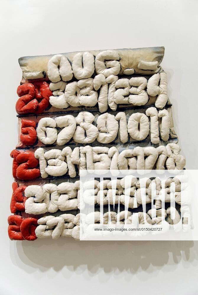 Soft Calendar for the Month of August, 1962, Canvas filled with shredded foam rubber, painted with soft-calendar-for-the-month-of-august-1962-canvas-filled-with-shredded-foam-rubber-painted-with