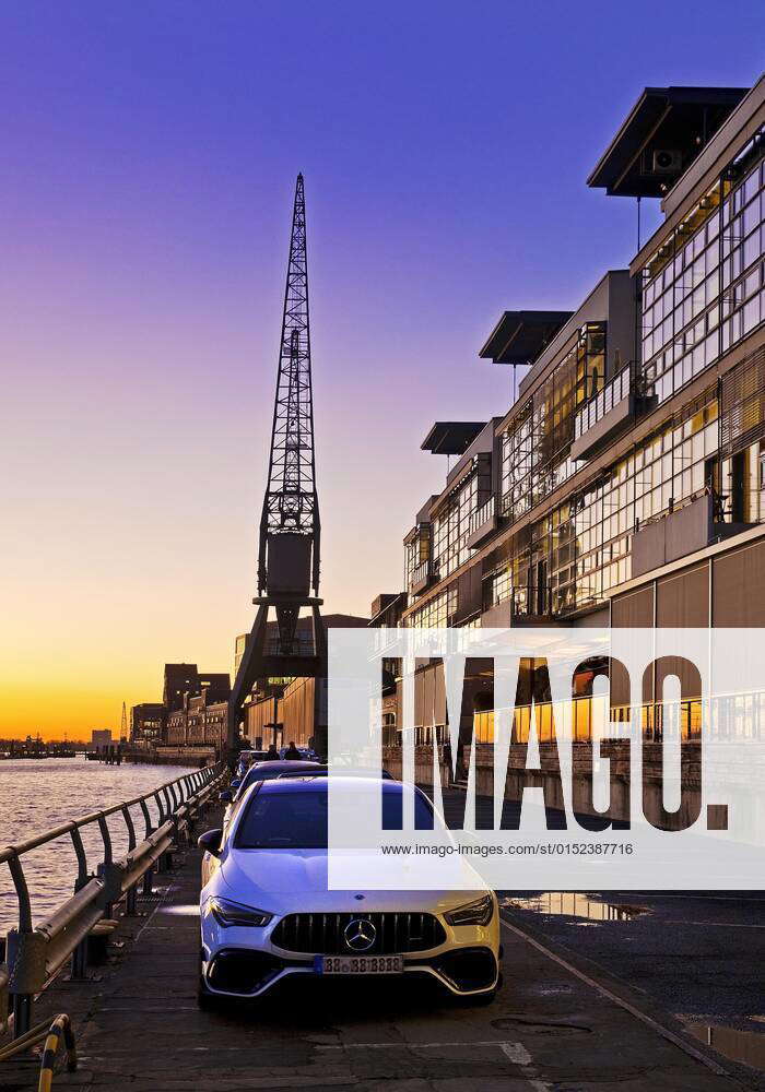 Fishing port at sunset, Altona, Hamburg, Germany, Europe