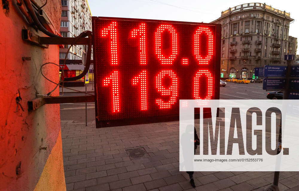 MOSCOW RUSSIA MARCH 2 2022 A Digital Board Displaying The Russian MOSCOW RUSSIA MARCH 2 2022 A Digital Board Displaying The Russian