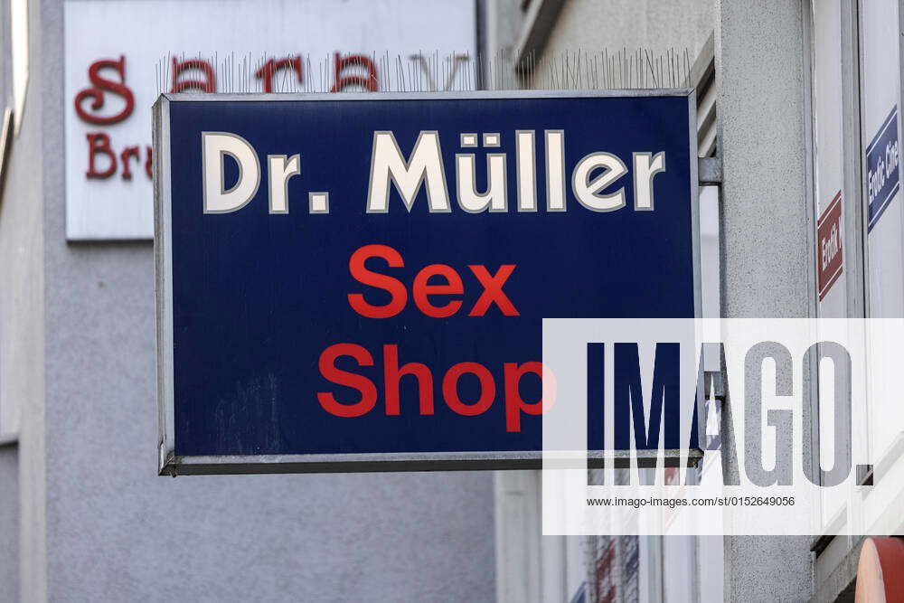 Advertising sign Dr M ller Sex Shop 08 03 2022 DEU Germany