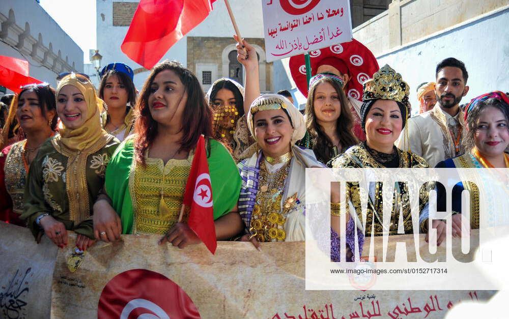 March 13, 2022, Tunis, Tunis, Tunisia Tunisians wear traditional