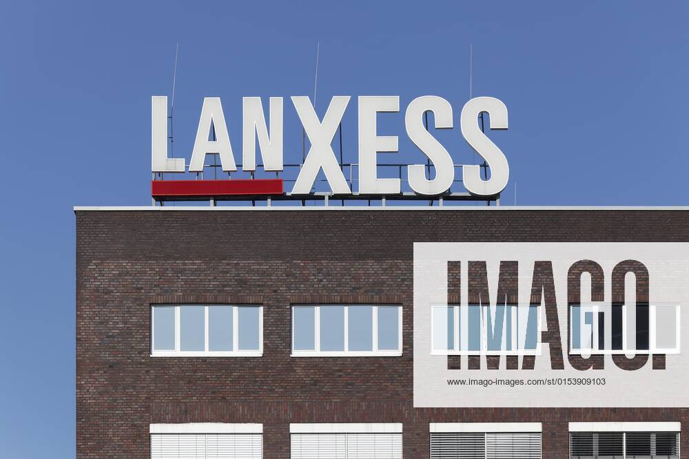 Lanxess, logo at the former corporate headquarters, chemical company ...