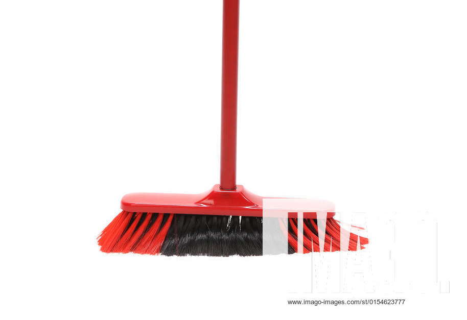 Close up of red black broom. Isolated on a white background. , 10083326 ...