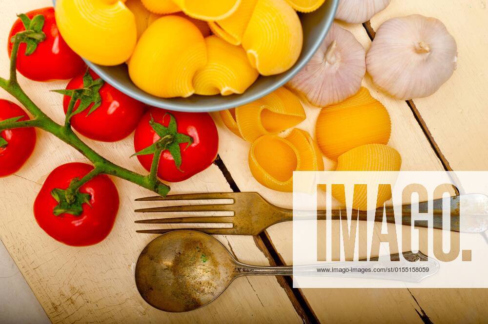 Italian snails Lumaconi with ripe cherry tomatoes Ingredients for the sauce