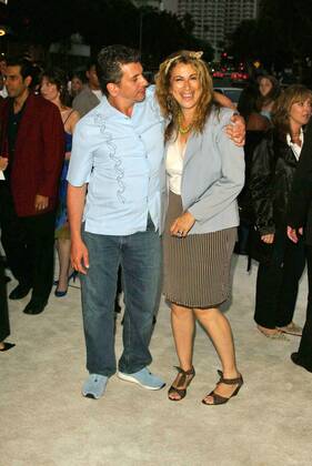 Roma Maffia and husband at the White Chicks Premiere at Mann Village ...