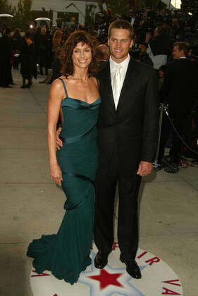 Tom Brady and Bridget Moynahan at the 2005 Vanity Fair Oscar Party held at  Morton's Restaurant in West Hollywood, CA. The event took place on Sunday,  February 27, 2005. Photo by: SBM /