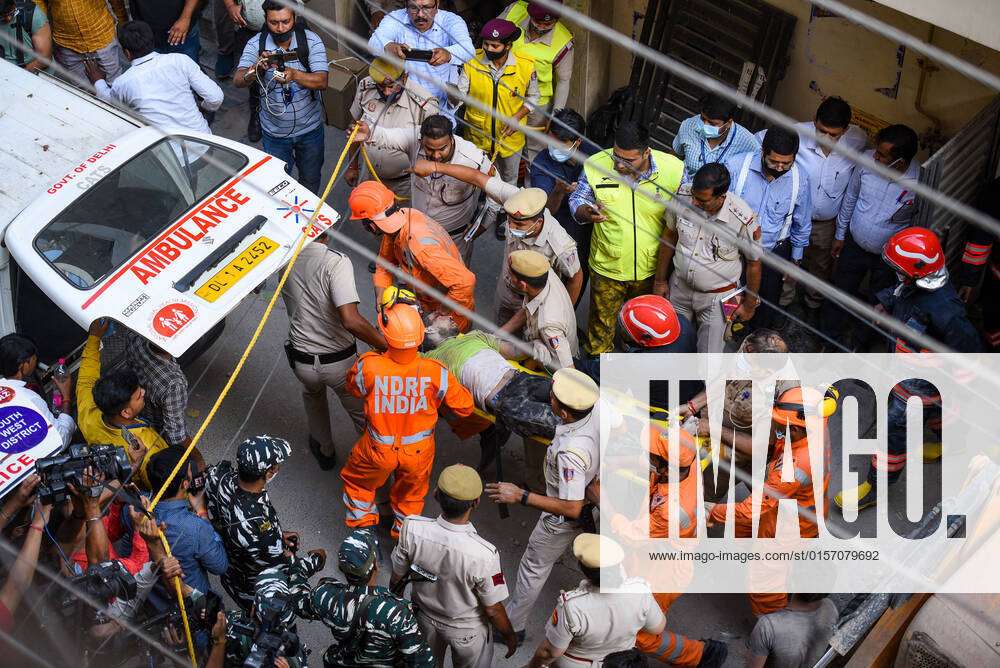 New Delhi India April 25 National Disaster Response Force Ndrf Personnel Carry The Victims