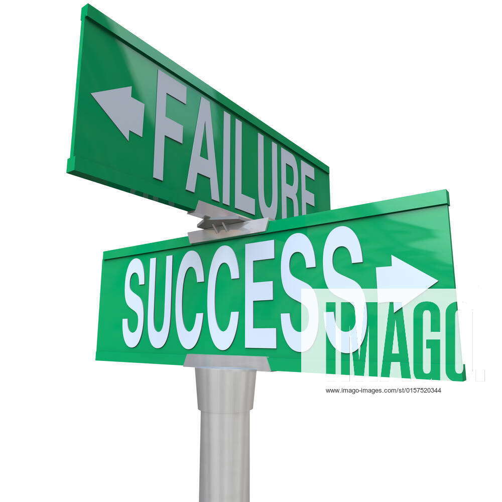 a-green-two-way-street-sign-pointing-to-success-and-failure