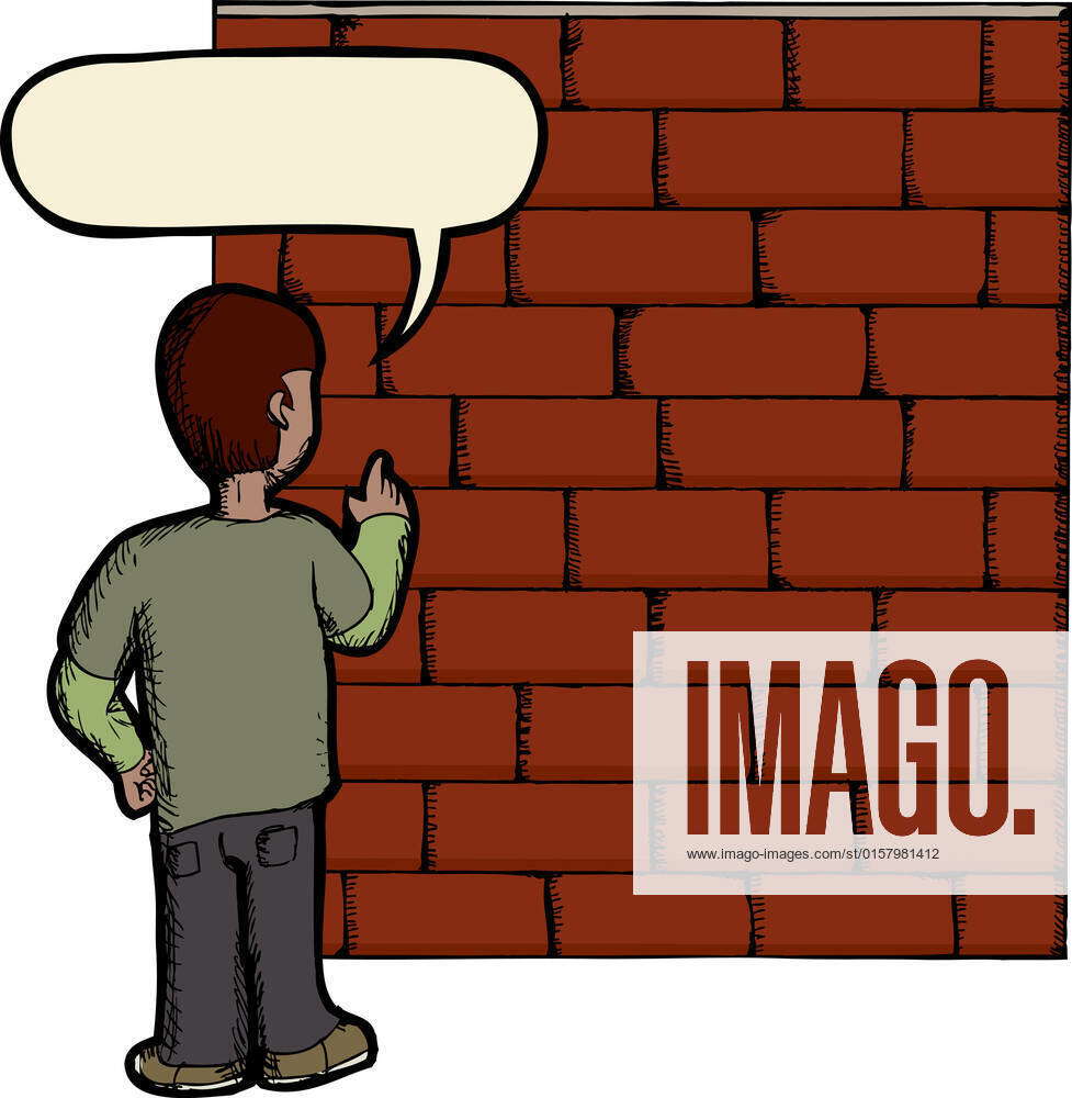 Wordplay illustration of person talking to a brick wall , 2516297, talk