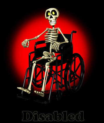 Concept image showing a disabled skeleton in a wheelchair., 2344341 ...