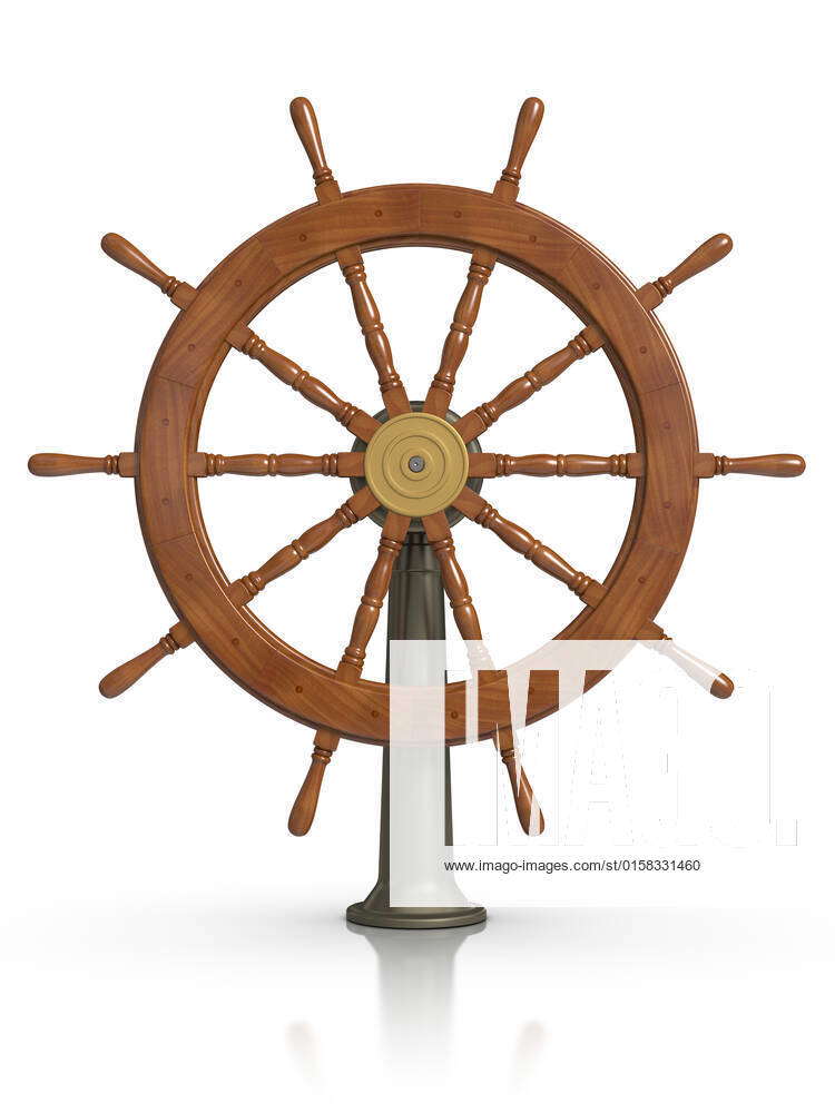 3D rendered Ship steering wheel on white surface., 2607357, 3d, Control ...