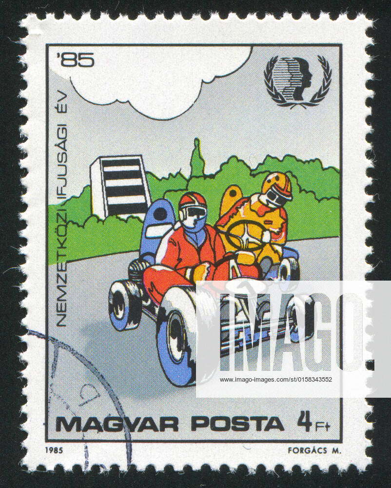 HUNGARY CIRCA 1985 stamp printed by Hungary, shows GoKart Racing, circa