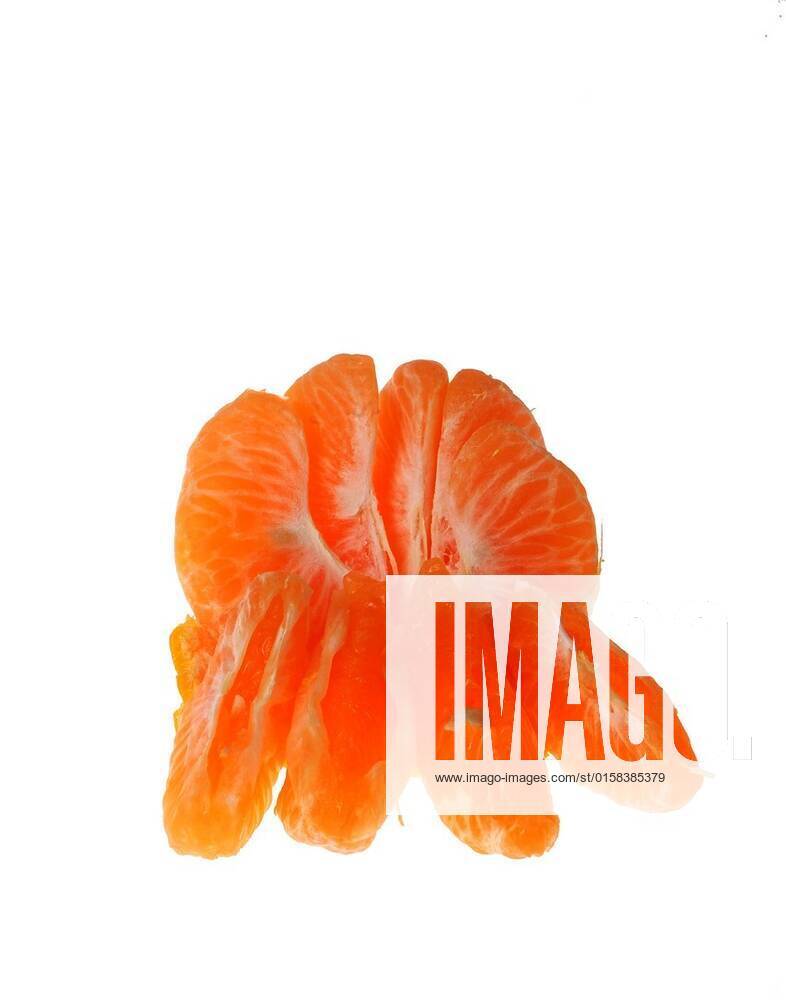 Fruit , Orange open without skin one on white background