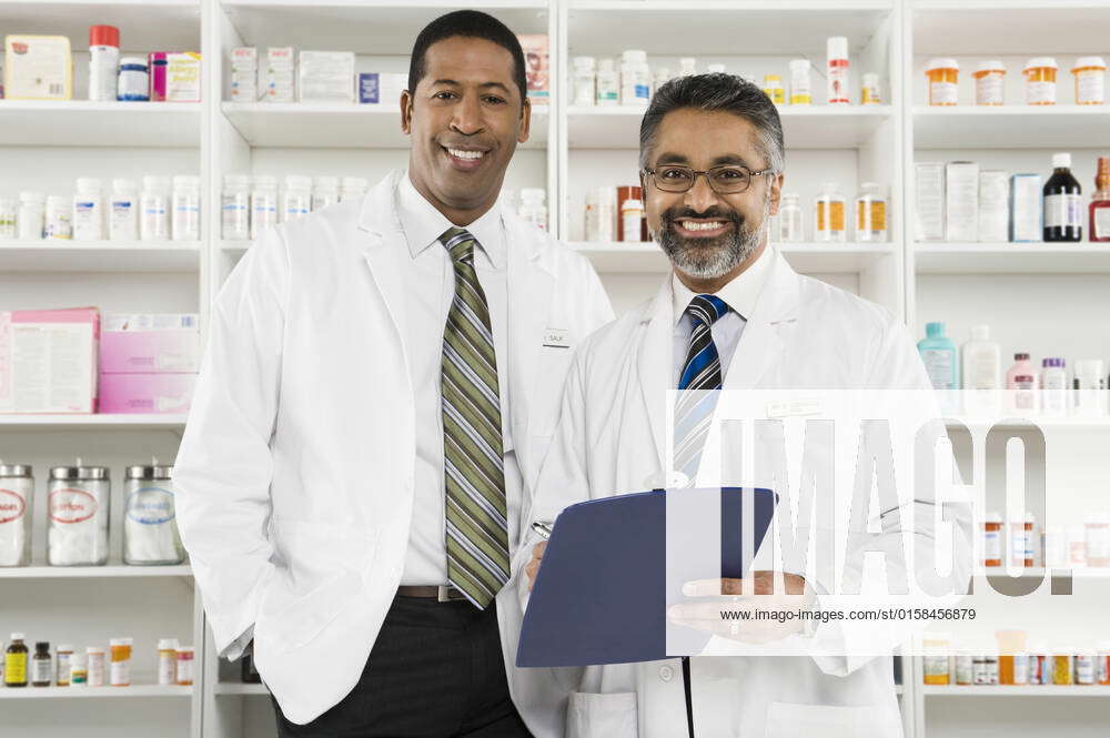 Two male pharmacists portrait, model released, 10114666, Day, Standing ...