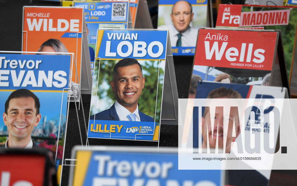 ELECTION22 LILLEY ELECTORATE, A corflute sign for Vivian Lobo (centre ...