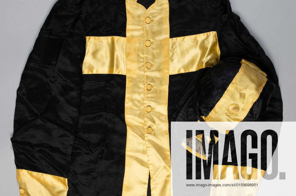 This image shows the racing silks worn by jockey Geoff Lewis when ...