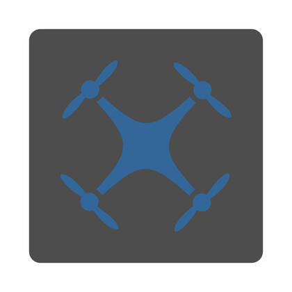 Quadcopter Icon Glyph Style Is Cobalt And Cyan Colors Flat Rounded Square Button On A White