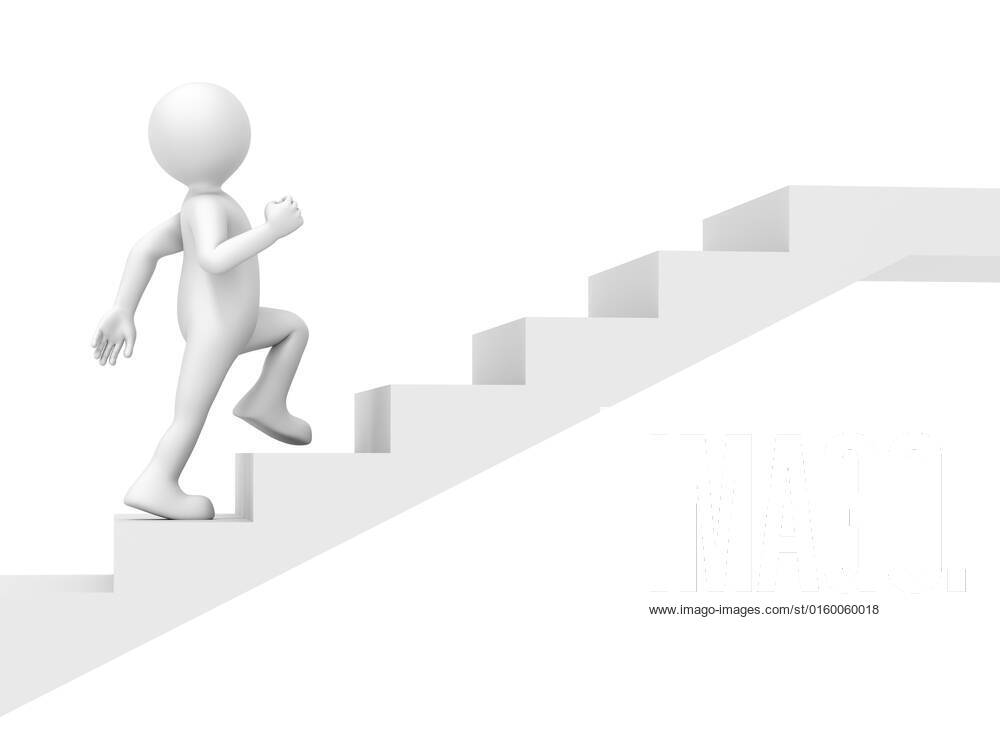 An image of a funny little man climbing stairs , 19696894, 3d, white ...