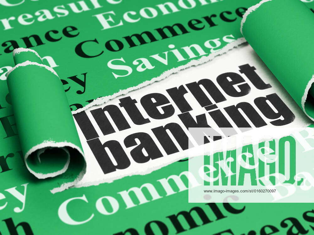 Banking concept black text Banking under the curled piece of