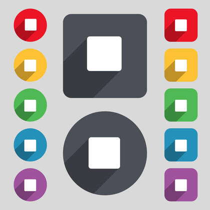 Stop Web Button Stop button icon sign. A set of 12 colored buttons. Flat design ...