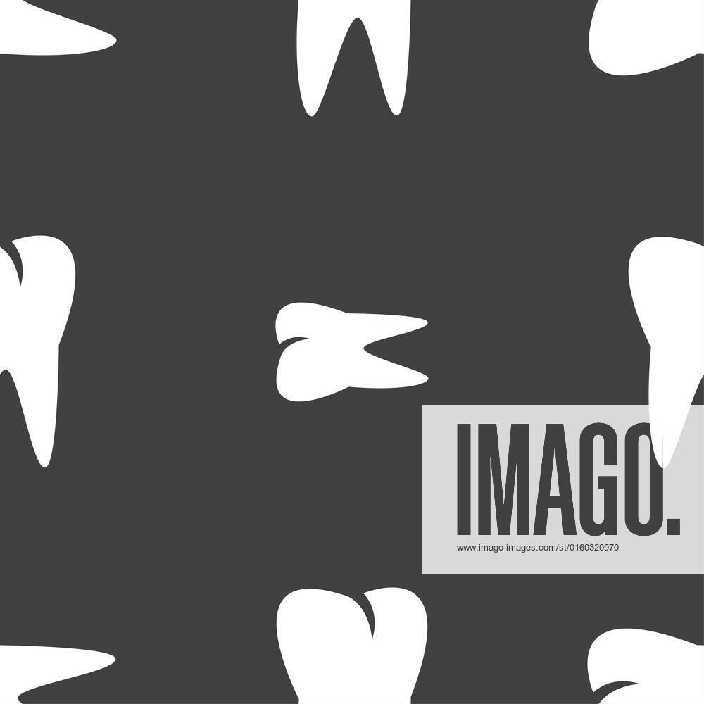 Tooth icon. Seamless pattern on a gray background. illustration ...