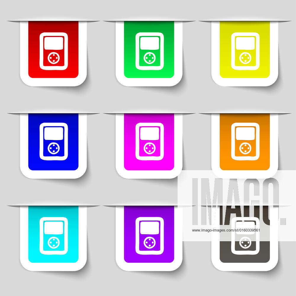 Tetris, video game console icon sign. Set of multicolored modern labels ...