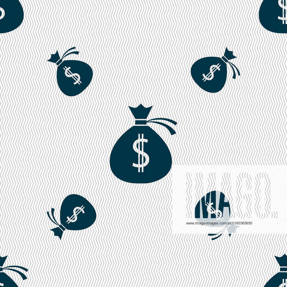 Texture Money Icon Money bag icon sign. Seamless pattern with geometric texture ...