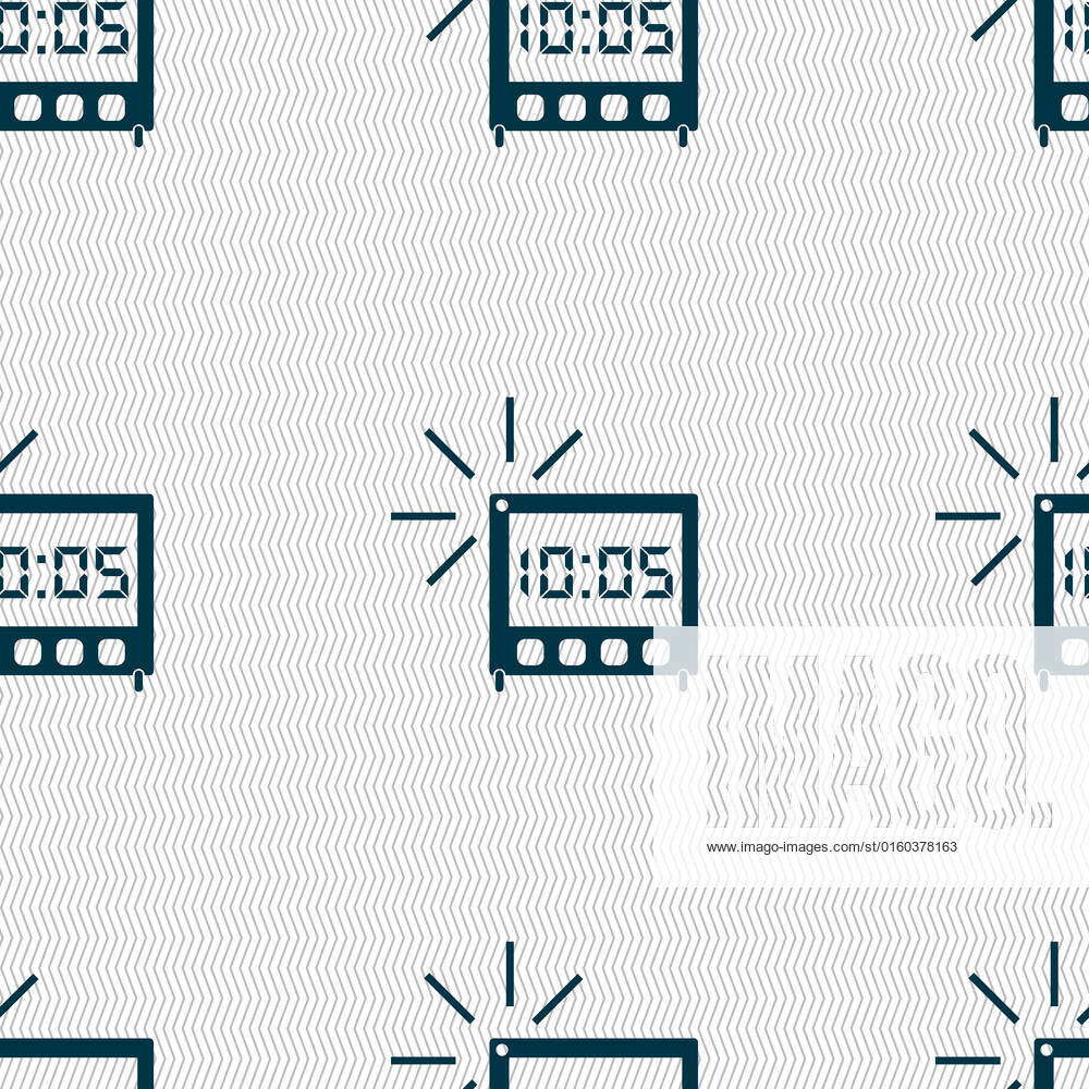 Digital Alarm Clock icon sign. Seamless abstract background with ...