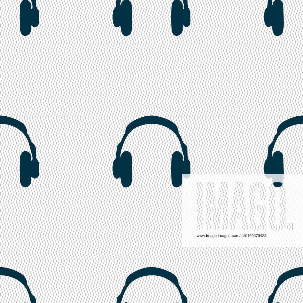 Headsets icon sign. Seamless pattern with geometric texture ...