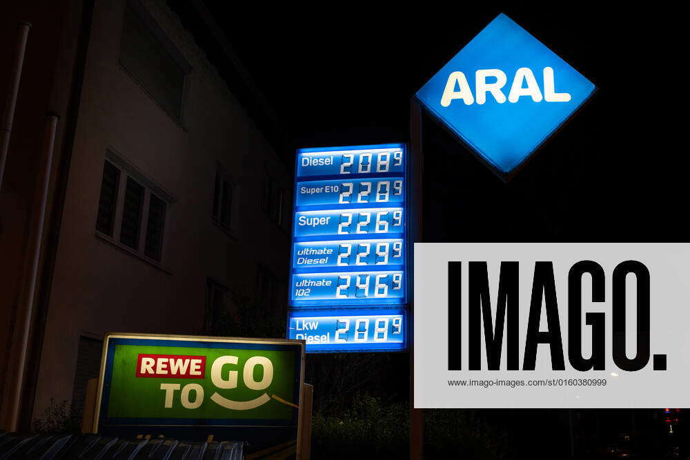 Gasoline price display board at a gas station on the distribution