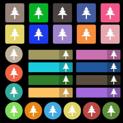Christmas tree icon sign. Set from twenty seven multicolored flat ...