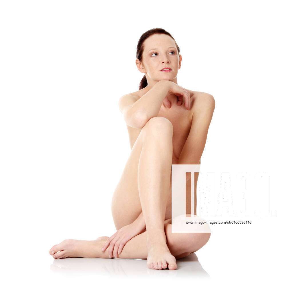 Sexy fit naked woman with healthy clean skin, isolated on white background,  model released