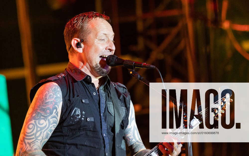 Lead singer Michael Poulsen The Danish metal band Volbeat on the Utopia ...