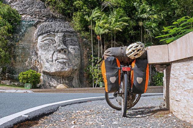 Sculpted head of Cacique Mabodamaca, Taino Indian chief carved into ...