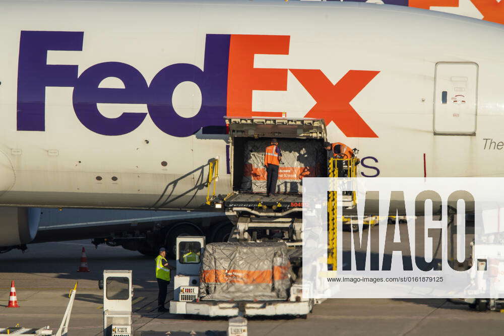 Cologne Bonn Airport, CGN, FedEx cargo aircraft standing in front of ...