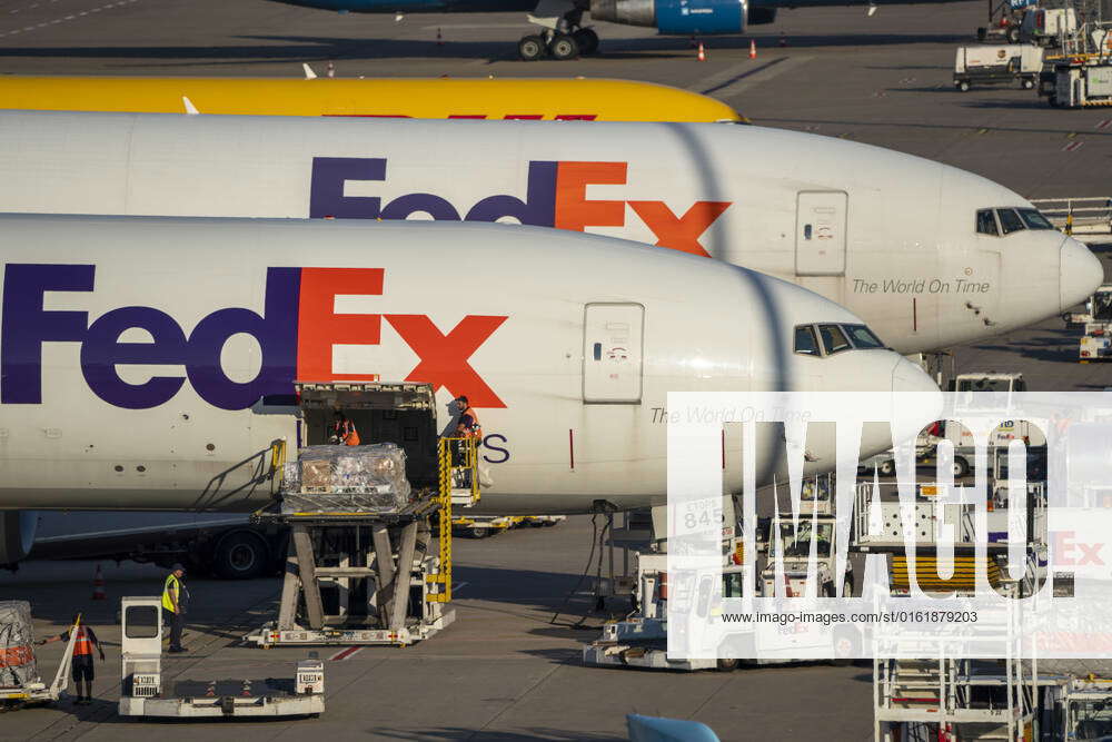 Cologne Bonn Airport, CGN, FedEx cargo aircraft standing in front of ...