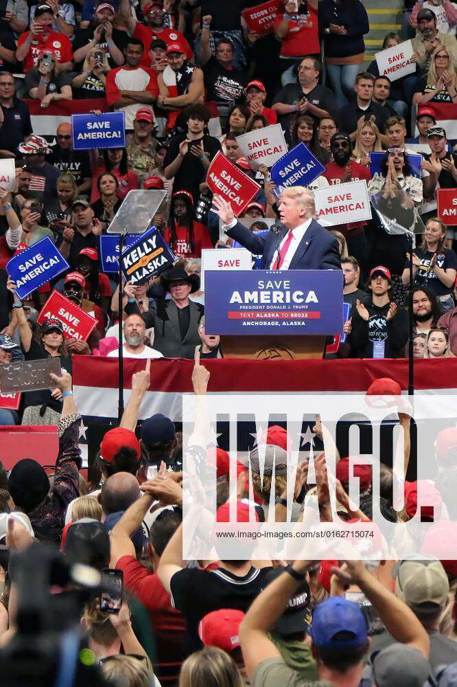 July Anchorage Alaska Usa Donald Trump Addresses The Crowd