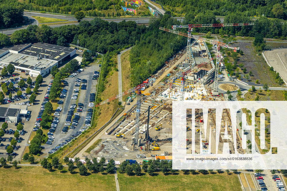 Luftbild, Gewerbegebiet Phoenix West, Baustelle und Neubau am Phoenix Park an der RobertSchumanStr