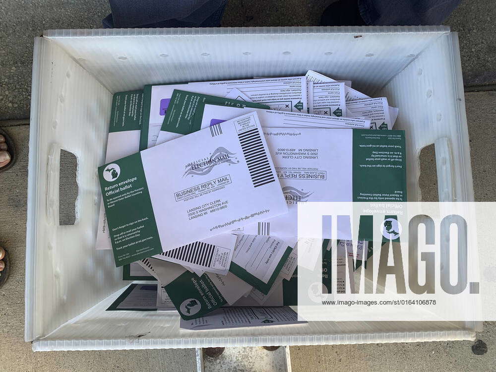 August 2, 2022, Lansing, Michigan, USA Ballots inside of drop boxes