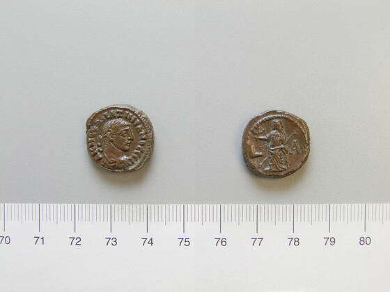 Coin of Maximian from Alexandria. Ruler: Maximian, Emperor of Rome, ca ...