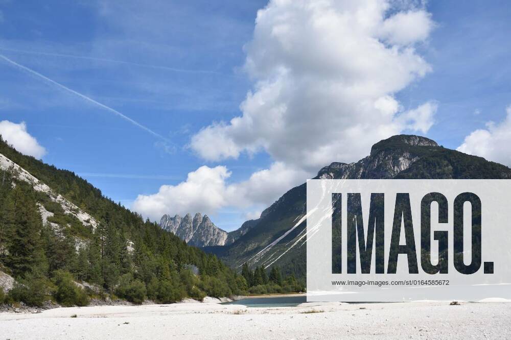 Panoramic view of Predil Lake in Italy near Austrian Border and ...