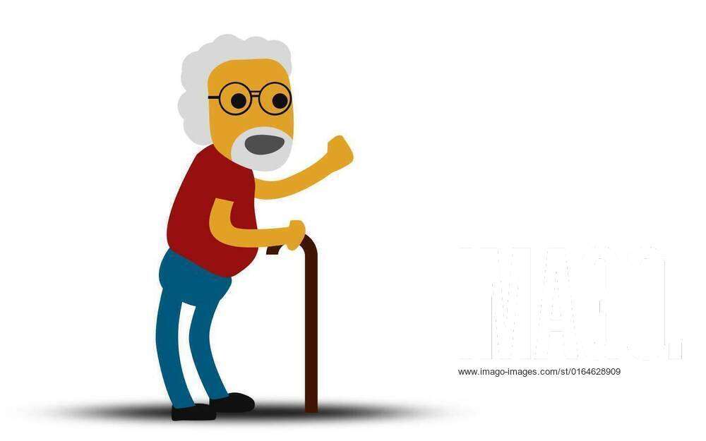 old man walking stick cartoon