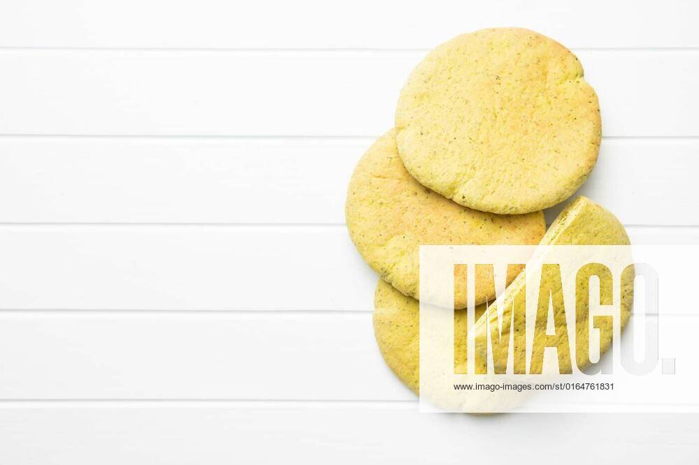 Indian pita bread, Indian pita bread on white table. Top view., Indian